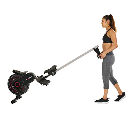 EFITMENT Aero Air Fan Rowing Machine Rower w/LCD Monitor, 245 LB Weight Capacity, 51 Inch Rail Length - RW036