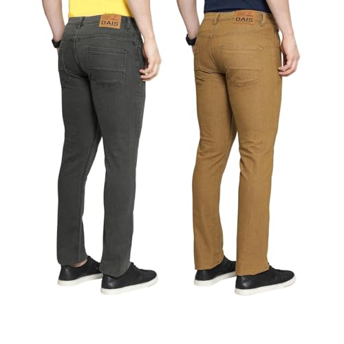 Image of DAIS Men's Stretchable Slim Fit Mid Rise Jeans, Pack of 2, (Combo of 2 Jeans)