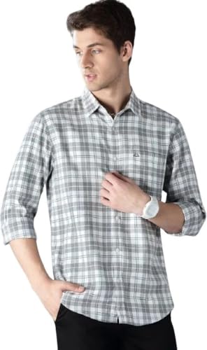 Image of U TURN Men's Cotton Casual Printed Stylish Shirt for Men Plus Size Shirt for Men (SDN-Grey-White-Check-XXL PT)