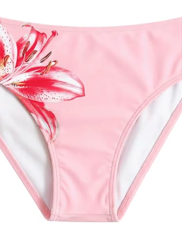 Image of COZYEASE Girls' 2 Piece Ditsy Floral Print Knot Front Ruched Triangle Bikini Swimsuit