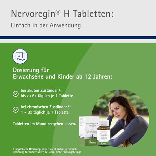 Nervoregin® H Tabletten - Natürliche Hilfe bei innerer Unruhe und Erschöpfung - für Erwachsene & Kinder - ohne Nebenwirkungen - 200 Tabletten