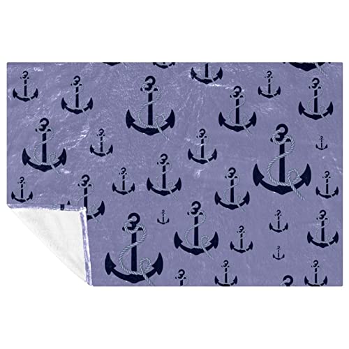 Jeté de lit à motif d'ancre nautique en textile premium