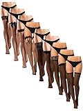 Hicarer 9 Pairs Women Thigh High Fishnet Stockings Silky Thigh High Stockings Lace Fishnet over the Knee Fishnet Socks (Classic Style)