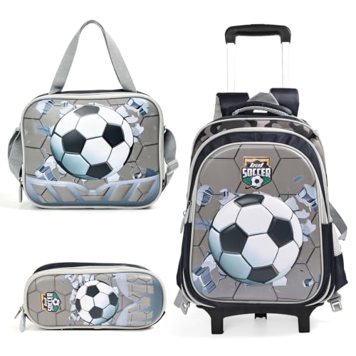 Mochila Escolar Infantil com Rodinhas 3 em 1 com Lancheira e Estojo (Cinza)