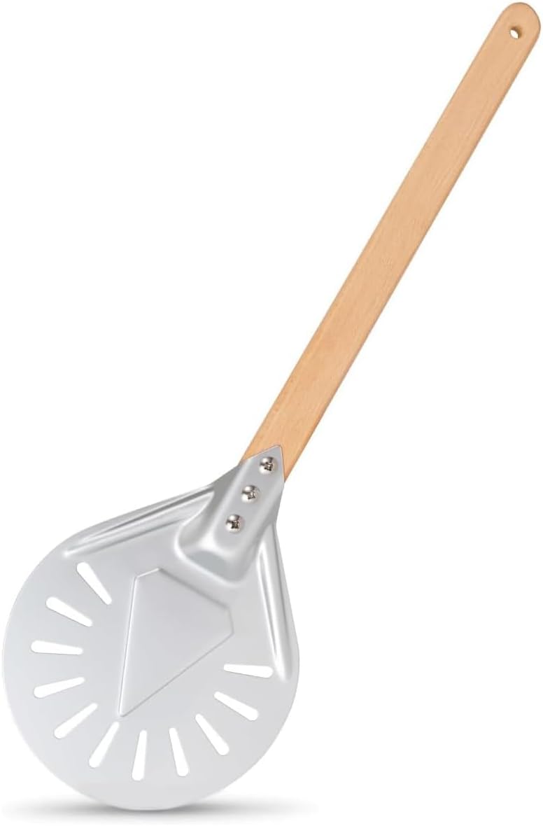Pizza Paddle Peel, Non Stick Pizza or Cake Server, 7 inch Pizza Turning Peel with Dismountable Wood Handle, Cook Pizzas Like a Professional