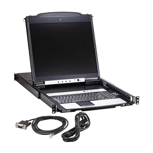 Image of Eaton 16-Port Rack KVM Over IP Switch, 19in LCD Screen KVM, Cat5 /Cat5e, Virtual Media KVM, 1U Rackmount, VGA Port, TAA Compliant, 1-Year Warranty (B064C-16-1-IP)