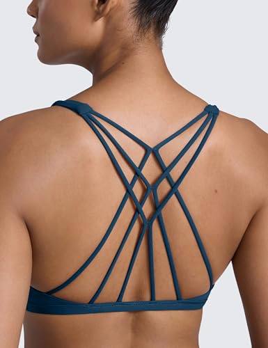 Image of CRZ YOGA Naked Feeling Criss-Cross Sports Bra | Light Support, Removable Pads, Yoga, Sleek, Strappy Back, Scoop Neck, for Women