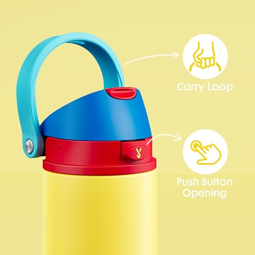 Image of 18 oz Insulated Water Bottle for Kids: Meoky Stainless Steel Water Bottle with 2-in-1 Straw and Spout Lid - Leak Proof, Fits in Car Cup Holder, BPA-Free for Sports School Backpacks, Golden Charm