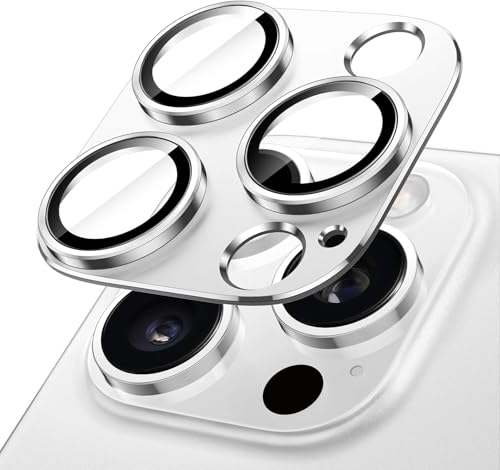 Image of Tempered Glass Camera Lens Protector for iPhone 16 Pro /iPhone 16 Pro Max - Alloy Metal Cover with Tempered Glass - Scratch Resistant, Easy Installation (Silver)