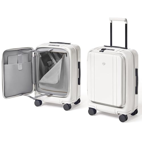 NINETYGO Mala de mão aprovada por companhias aéreas de 56 x 35 x 23 cm, capa rígida de policarbonato, trava TSA, rodas giratórias de 360°, 01 - Branco, Carry-On 20-Inch