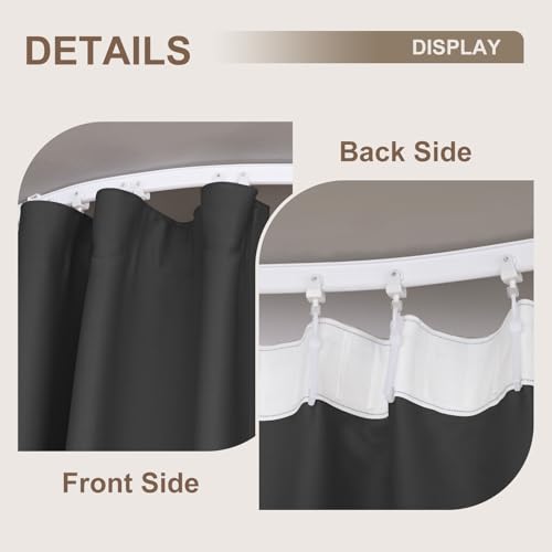Image of Room Divider Curtains & Flexible Bendable Tracks Set,Privacy Dividers Ceiling Track Curtain Window Blackout Curtains for Living Room Bedroom (W180 x H84 in 1 Panel Black Drape & White Rail)