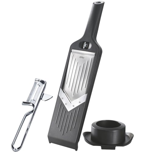 Küchenhelfer Set: GEFU V-Hobel VIOLI & GEFU Pendel-Sparschäler SWING - Gemüse-Reibe für perfekte Obst- & Gemüsescheiben und -streifen