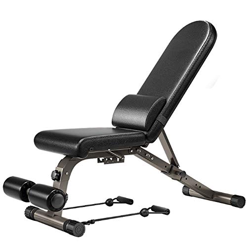 FEILA Adjustable Folding Fitness Barbell Rack and Weight Bench Weight Bench with Upgraded Wider Backrest Seat InclineDecline Exercise Workout Bench for Home Gym, Strength Training Full Body Workout