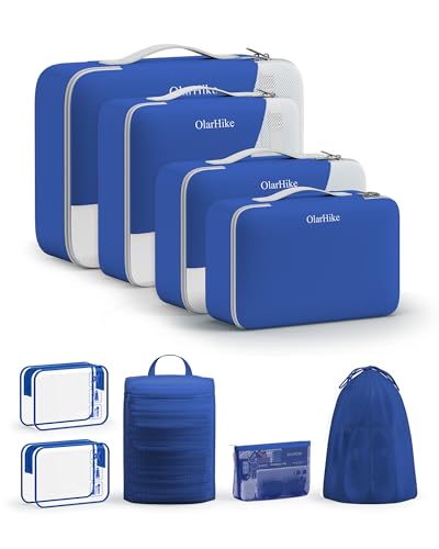 Image of 9 Set Packing Cubes for Travel, Gifts for Women Mom,Anti-Tearing Suitcase Organizer,OlarHike Vacation Essentials & Accessories for Cruise Ship