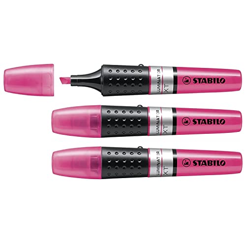 Evidenziatore - STABILO LUMINATOR - lunga durata e doppio tratto (2 + 5 mm) - 1 pezzo - Rosa - Conf. da 3 Pezzi