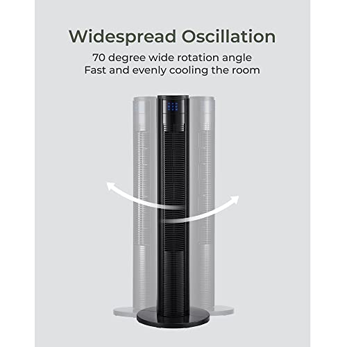 Uthfy Tower Fan With Remote Control, Oscillating Bladeless Fan, 35 Inches, Quiet With 3 Speeds, 3 Modes,7H Timer, Standing Floor Fans For Bedroom Whole Room Home Office, Black (Atf-011L-1) #TOP4