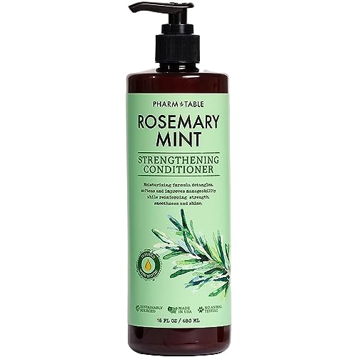 PHARM TO TABLE Rosemary & Mint Conditioner for Men and Women, Invigorates the Scalp, Moisturizes Dry and Damaged Hair, 480ml