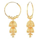 Efulgenz Indian Jewelry Traditional Gold Tone Hoop Jhumka Jhumki Dangle Earrings Set for Women, (Style 2)