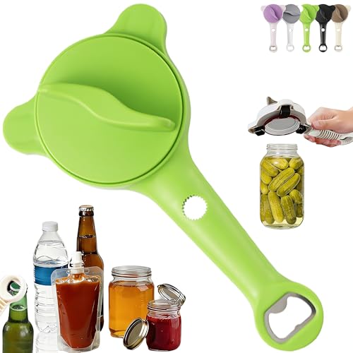 4-in-1 Adjustable Jar Opener – Stainless Steel Lid & Bottle Opener, Heavy Duty Easy Grip for Weak Hands, Fits 1–4 Inch Caps, Kitchen Tool for Seniors & Arthritis (Green) - image 1