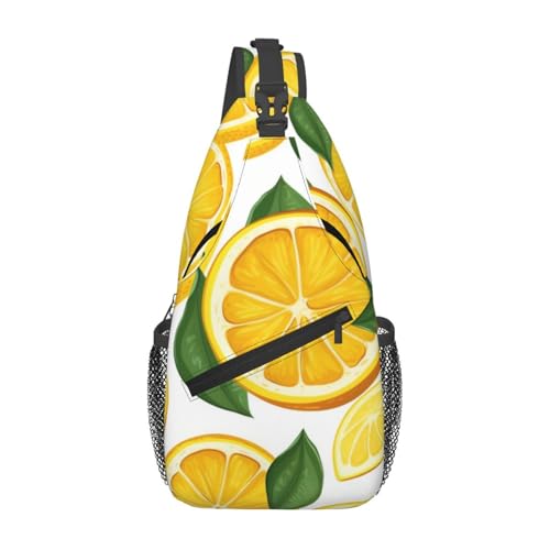 Bolso de pecho diagonal para hombre con patrón de limón miniatura 1