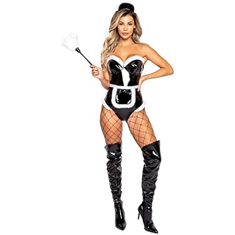 Roma Costume Women's 4pc Kinky Maid Adult Sized Costumes, Black/White, Large Cover