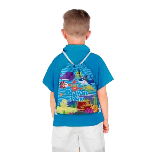 Mochilinha Bag Infantil Personalizado com Nome e Idade Fundo do Mar (Mochilinha 20x30, Unidades, 05)