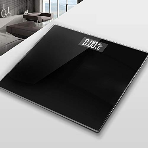 Genérico Escala de Alta precisión Básculas de Suelo Báscula de baño de Grasa Corporal de Carga USB de Cristal Inteligente electrónica Digital Escalas del Peso de Balance Pantalla LCD (Color : Black)