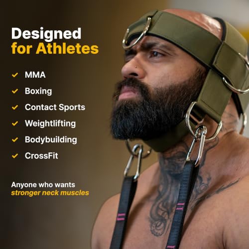 Image of Iron Neck Alpha Neck Trainer - Exercise & Workout Equipment | Versatile Neck Exerciser, Strengthener, Trainer with Adjustable Head and Chin Strap, Portable Head Harness for Weight Lifting