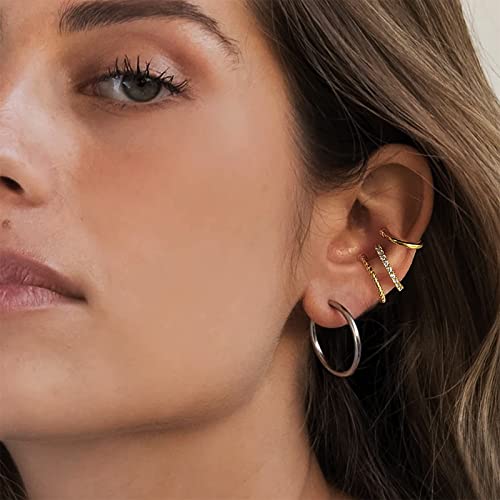 image for ALEXCRAFT 6 Pcs Ear Cuffs for Women, 14K Gold Cartilage Cuff Earrings 