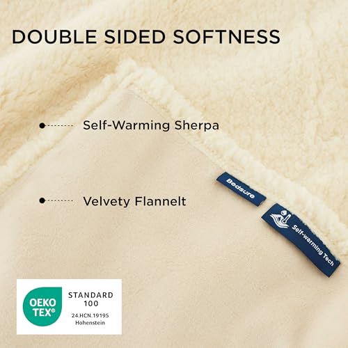 Image of Bedsure Extra Large Dog & Cat Blanket - XL Waterproof, Washable Sherpa Fleece Puppy Blanket, Soft Plush Reversible Throw Furniture Protector, 50x60, White