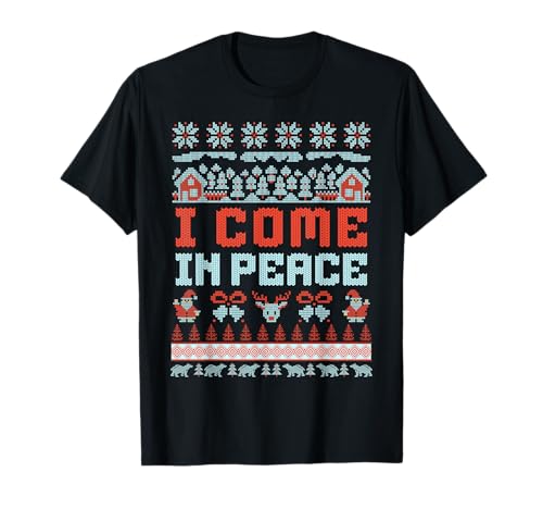 I Come In Peace Couple Matching Ugly Christmas Sweater Maglietta