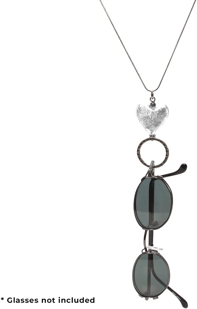 Calabria Cuore Eyeglass Necklace for Women Eye Glasses Chain | Sunglass Chain Reading Glasses Necklace | Murano Glass Heart