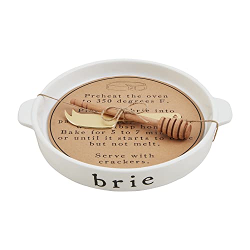Mud Pie Brie Baker and Utensil Set White 1 1/4 x 9 1/4 dia