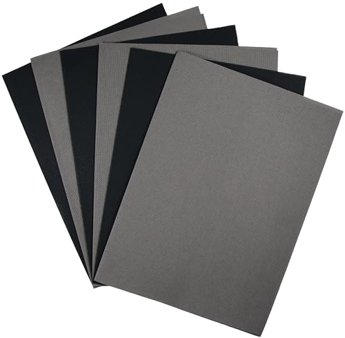 Image of KCS 4 /6 pc of 12 inch x 18 inch(30cmx45cm) 18CT Counted Cotton Aida Cloth Cross Stitch Fabric (6 pc,Dark Grey+Black)
