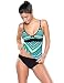 LookbookStore Women's Strap 2 Pieces Cutout Tankini Set Fish Scale Printed Swimsuit Size L(US 12-14)
