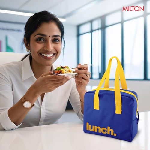 Image of MILTON The Lunch Bag | Insulated Tiffin Bag for Office, Men & Women | Eco-Friendly, Durable & Spacious | Fits Lunch Box & Bottle | Multi-Use Bag for School & Travel | 2.56 L - Navy Blue