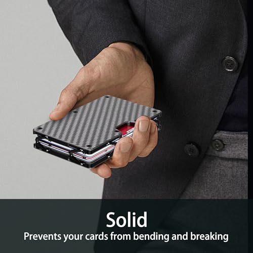 FINDU Money Clip Mens Wallet, Slim Wallet for Men, Hinged Metal Wallet Minimalist Wallet Card Holder RFID Wallet for Men Blocking Business ID Credit Anniversary Christmas Gifts for Men(Carbon Fiber)3