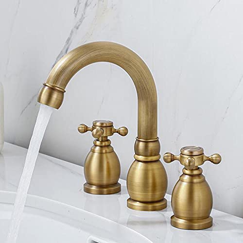 Mitigeur de lavabo 3 trous en laiton de style antique pour salle de bain