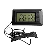 Riloer Mini Car Digital Thermometer, Fahrenheit or Celsius Meter Digital LCD Monitor for Inside and Outside, Maximum and Minimum Temperature Records, Easy to Read