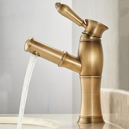 Robinet de lavabo rétro en laiton antique brossé haut de gamme pour vasque