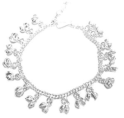 Roger Enterprises Ankle Bracelet Bead Anklet Jingle Bell Charms Adjustable Curb Chain 10 (Silver) Roger Enterprises Ankle Bracelet Bead Anklet Jingle Bell Charms Adjustable Curb Chain 10" (Silver)
