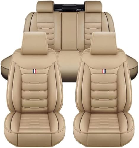 KFBJM Fundas Asientos Coche para Dacia Duster 2.Gen 1.Gen HM HS 2010-2023 2024 2025, Cuero Asientos Traseros Delanteros Juego Protector Cómodo Impermeables Interior Accesorios,Beige