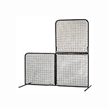 EASTON PRO Style Pitching L Screen, Collapsible and Portable, 7 FT x 7 FT, Heavy Duty For Field and Batting Cage Use, Full Steel Frame, Knotted Doubled Sided Weather Resistant Netting , Black