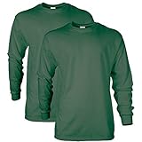 Gildan Men's Ultra Cotton Long Sleeve T-Shirt, Style G2400, Multipack, Military Green (2-Pack), Large