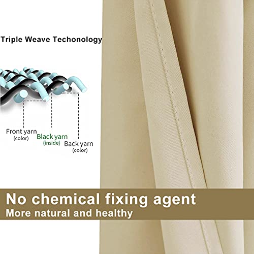 Image of 2 Panels Indoor /Outdoor Patio Waterproof Curtains- Thermal Insulated, Blackout Curtains Light Blocking Drapes for Porch, Pergola, Cabana, Bedroom, Living Room, 52 x 84 inch, Cream Beige