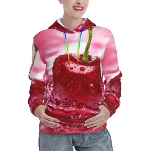 Sweat à capuche cerises imprimé graphique avec poche kangourou