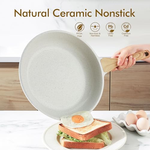 Image of SENSARTE Nonstick Ceramic Frying Pan Skillet, 11 Inch Omelet Pan, Healthy Non Toxic Induction Compatible Egg Pan with Heat Resistant Handle, PTFE and PFAS-Free