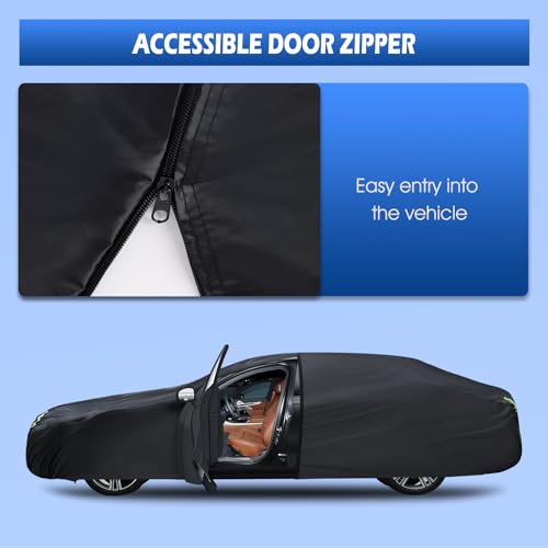6 Layers Car Cover Waterproof All Weather for Automobiles, Size A4 Universal Fit for Dodge Charger, Lincoln Mkz, Lexus LS Rain Sun Protection with Door Zipper (199-208 inch) by iautaxesoriz - Image 2