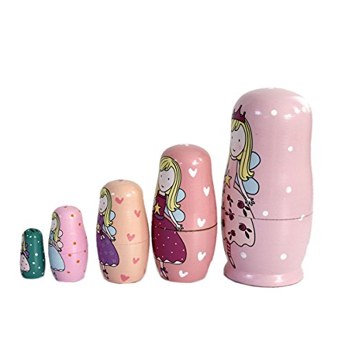 FunnyGoo Handgemachte hölzerne Nesting Puppe russische Puppe Kits Bunte Dekoration (Fairy Angel)