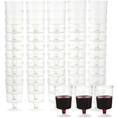 MATANA 50 Stück Weingläser aus Plastik für Hochzeiten, Geburtstage, Weihnachten, Picknicks, Outdoor-Partys - Transparent, 180ml - Mehrweg & Stabil Cover